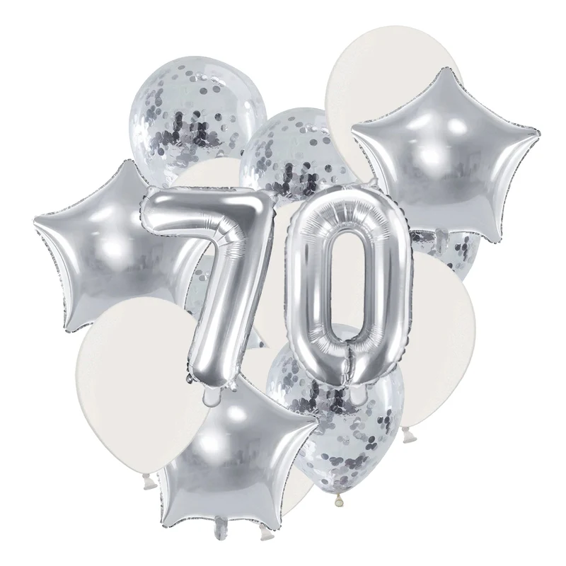 Ballon Deko Set 70. Geburtstag silber