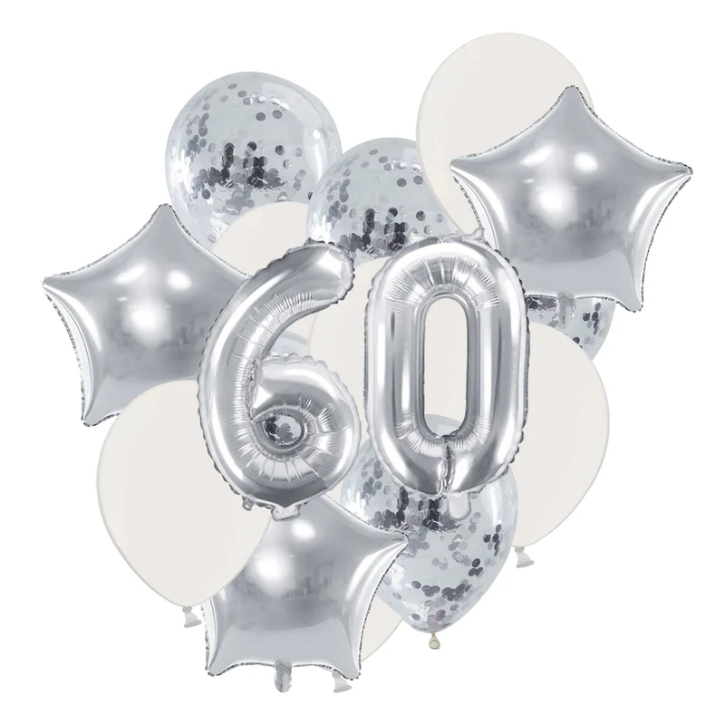 Ballon Deko Set 60. Geburtstag silber