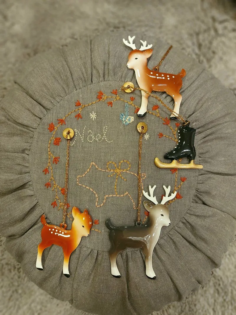 Maileg BAMBI mit Geweih grau 9x7 cm Baumschmuck Ornament Metallanhänger