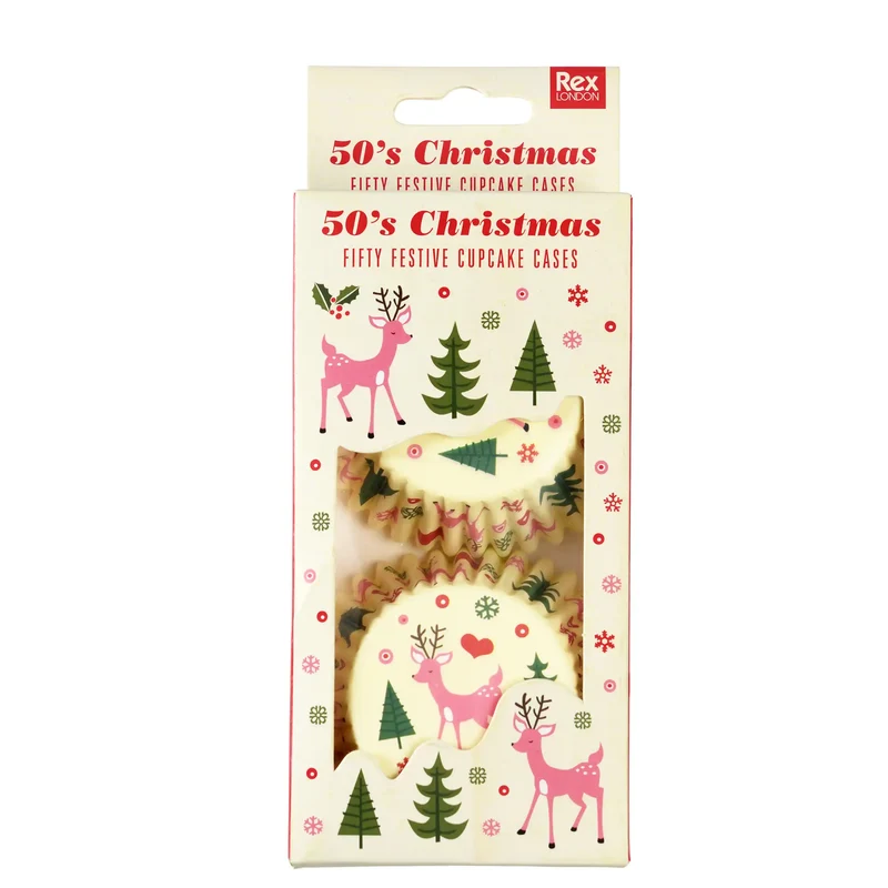 Muffinformen 50 Stück CUPCAKE CASES 50'S CHRISTMAS | Rex London