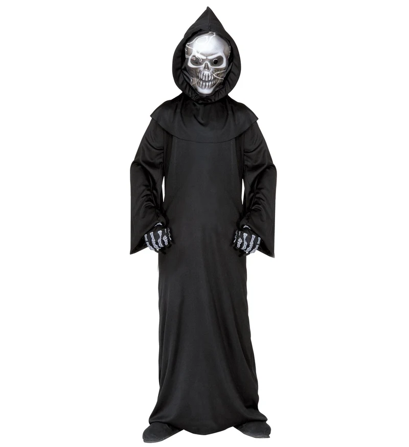 Kinderkostüm "Sensenmann mit holografischer Totenkopfmaske" | Horror Halloween