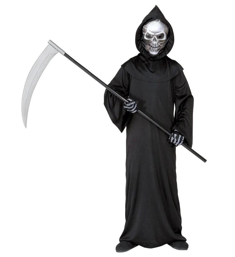 Kinderkostüm "Sensenmann mit holografischer Totenkopfmaske" | Horror Halloween