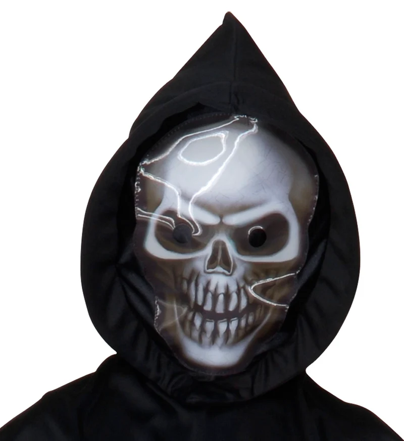 Kinderkostüm "Sensenmann mit holografischer Totenkopfmaske" | Horror Halloween