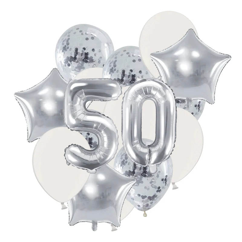 Ballon Deko Set 50. Geburtstag silber