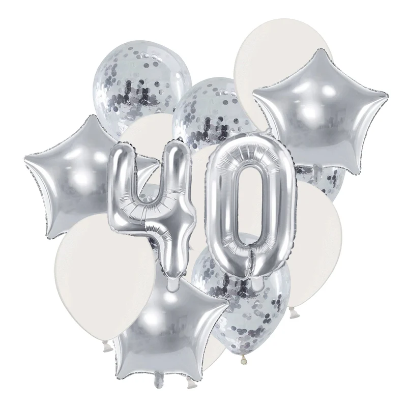 Ballon Deko Set 40. Geburtstag silber