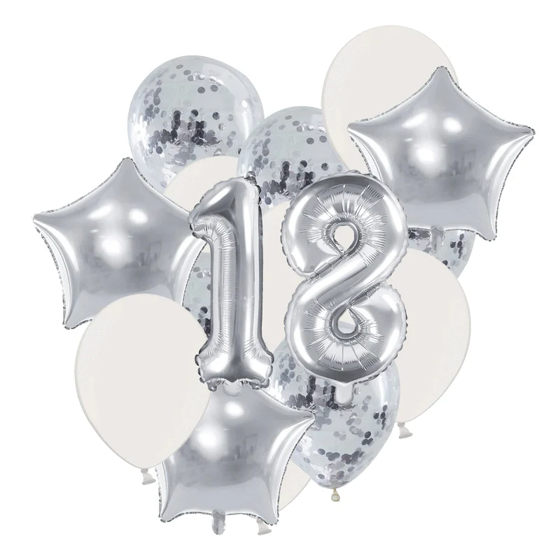 Ballon Deko Set 18. Geburtstag silber