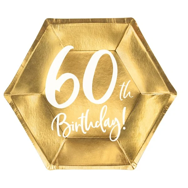 Pappteller 60. Geburtstag (6 Stück)