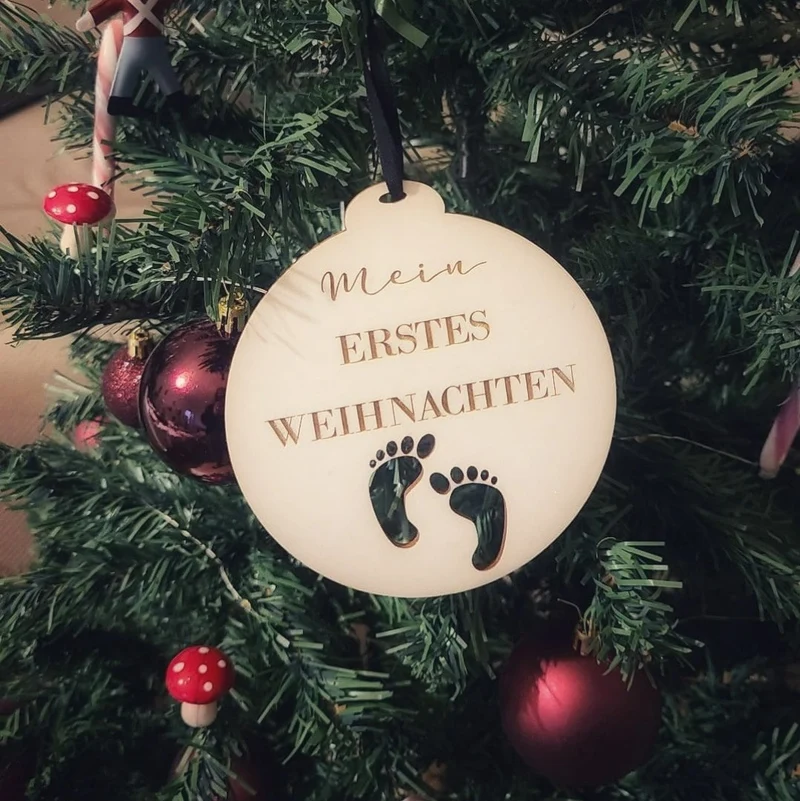 Weihnachtsbaum Anhänger Holz Baby