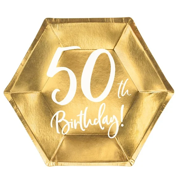 Pappteller 50. Geburtstag (6 Stück)