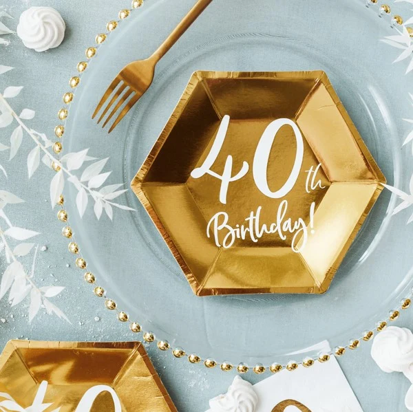 Pappteller 40. Geburtstag (6 Stück)