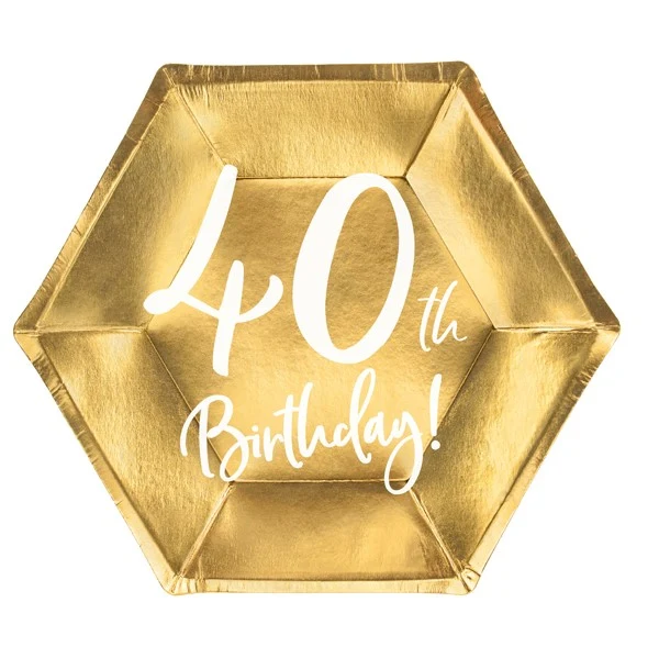 Pappteller 40. Geburtstag (6 Stück)