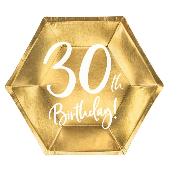 Pappteller 30. Geburtstag (6 Stück)