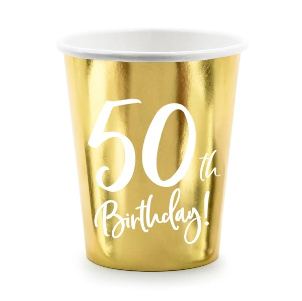 Pappbecher 50. Geburtstag (6 Stück)