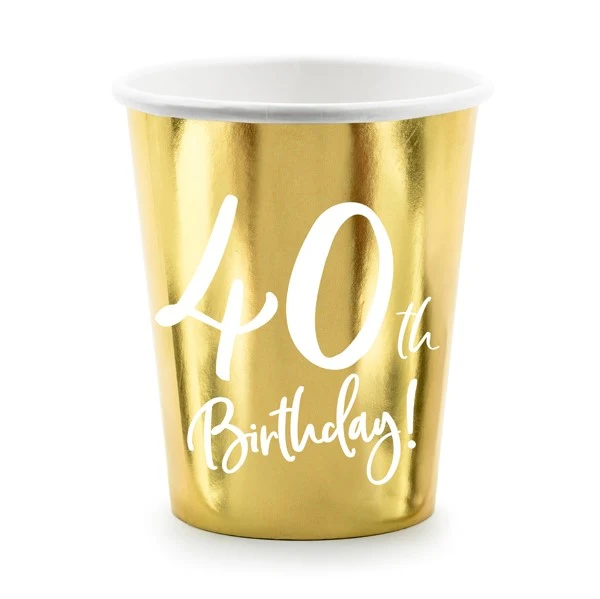 Pappbecher 40. Geburtstag (6 Stück)