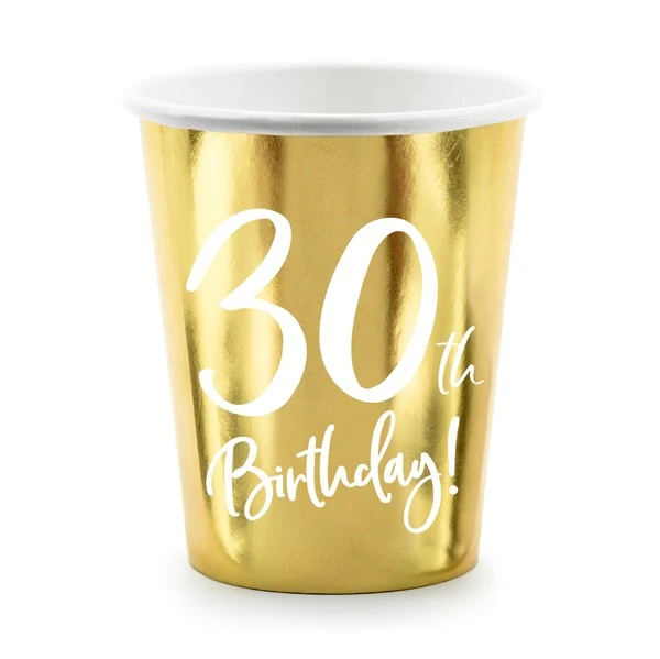 Pappbecher 30. Geburtstag (6 Stück)