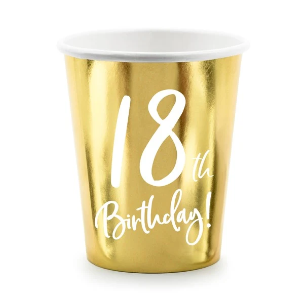 Pappbecher 18. Geburtstag (6 Stück)