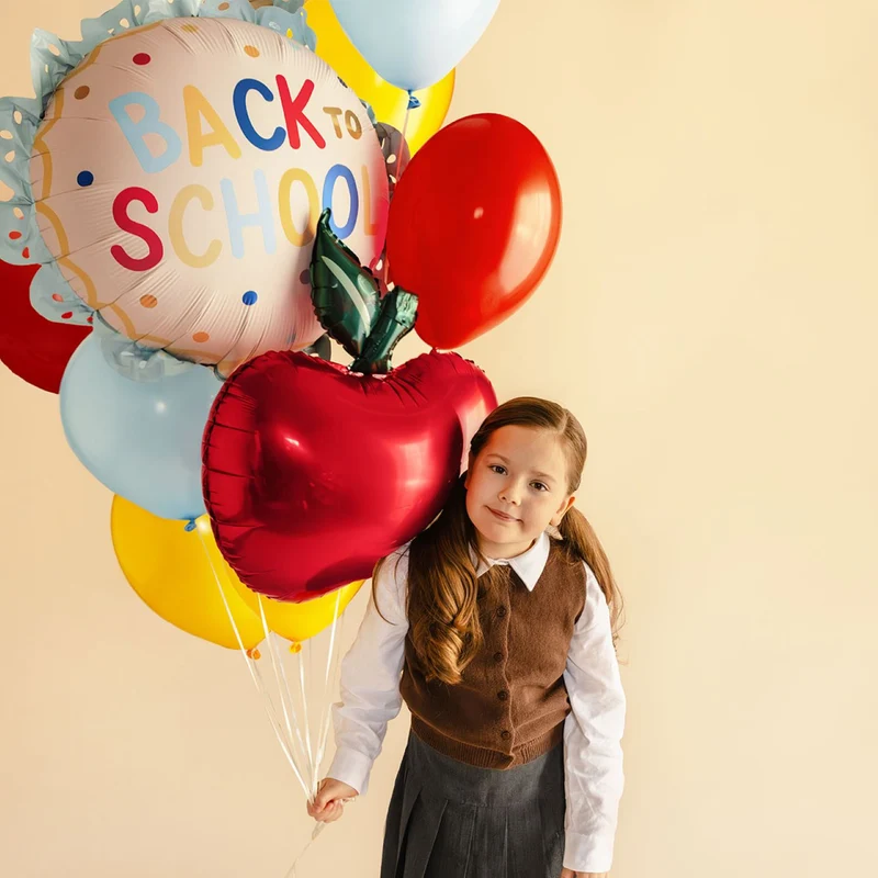 Folienballon "Back to school" | 52x52cm (MIT LUFT oder HELIUM ZU BEFÜLLEN)