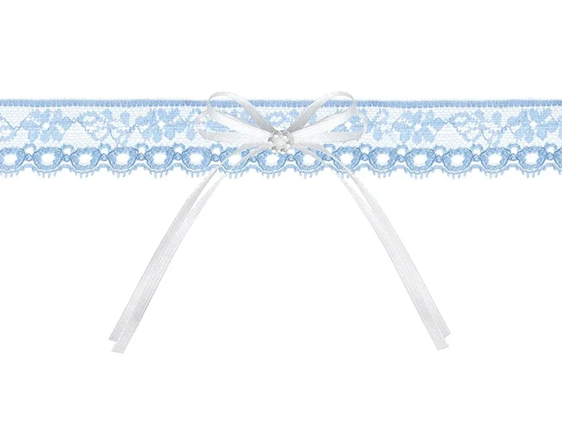 Spitzenstrumpfband mit Schleife | Blau