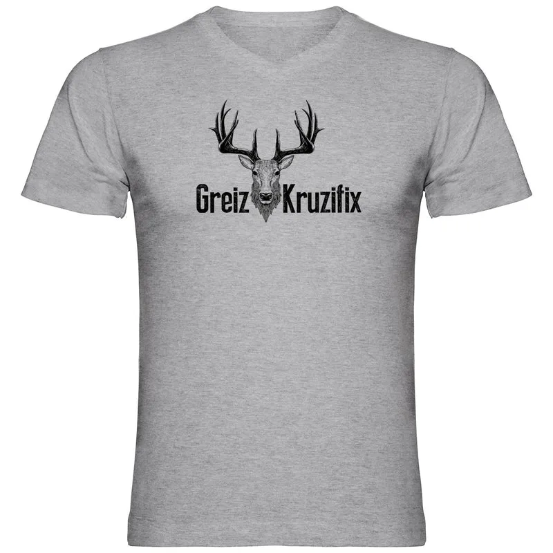 Greiz Kruzifix Herren Tshirt V-Ausschnitt