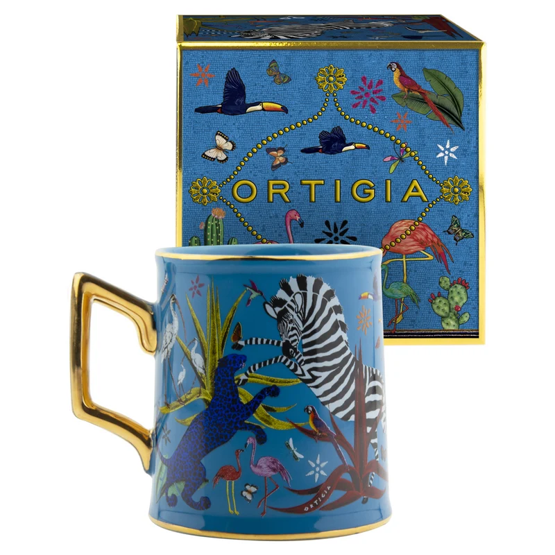 Tasse "Tazza Ceramic Blue" Jungle-Motiv