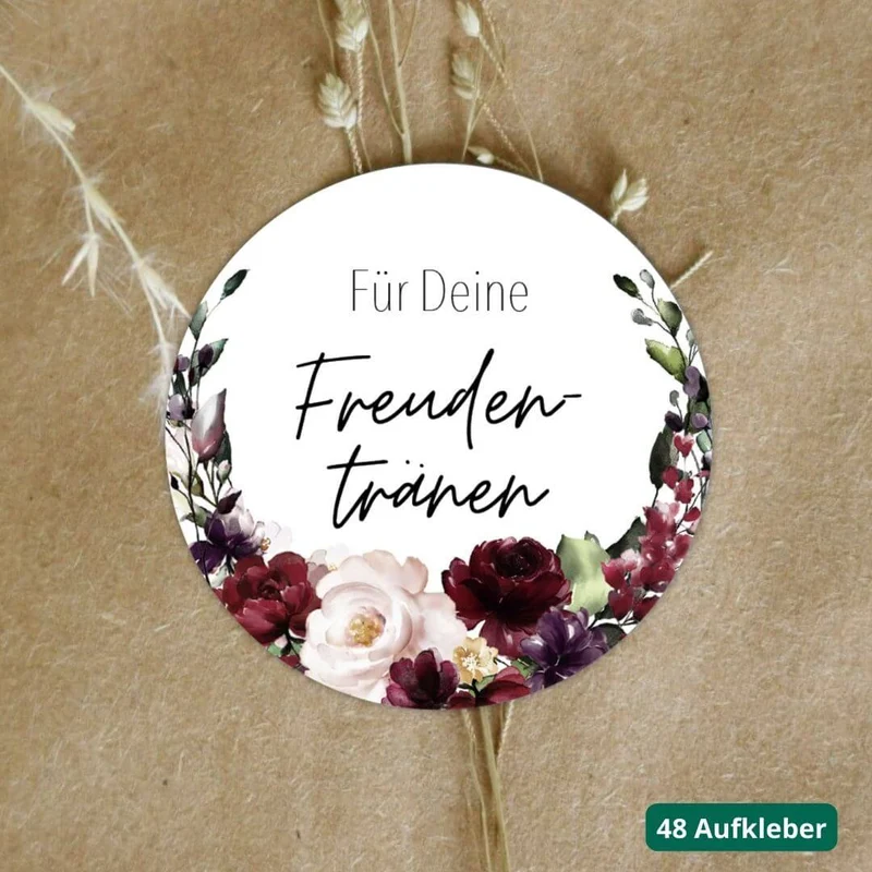 Aufkleber Burgundy Für Deine Freudentränen (48 Stück)