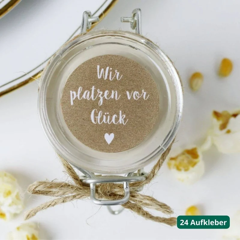 Aufkleber Wir platzen vor Glück (24 Stück)