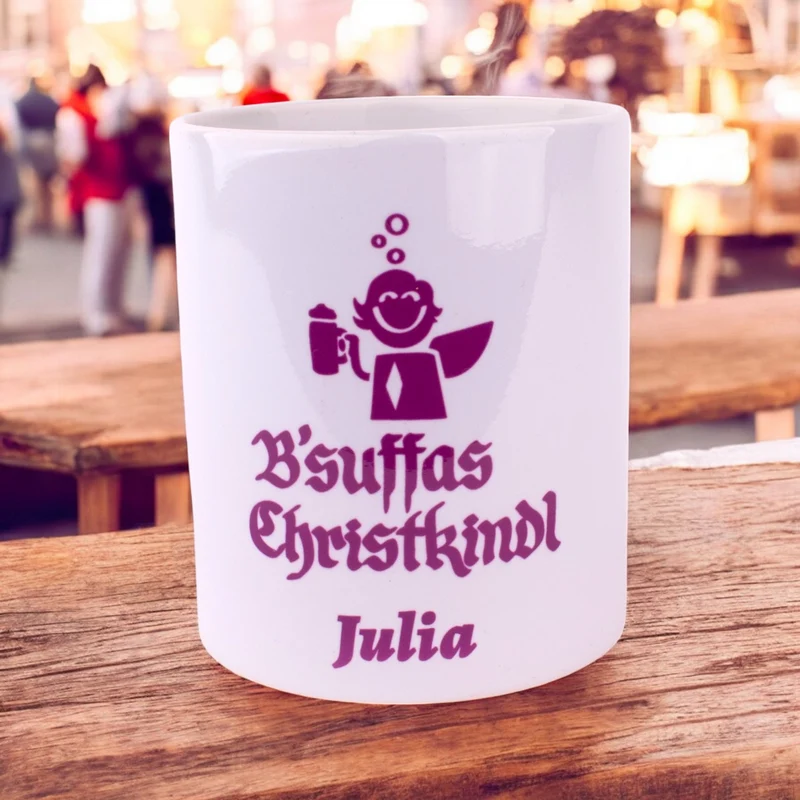 Tasse "B'suffas Christkindl" mit Wunschname