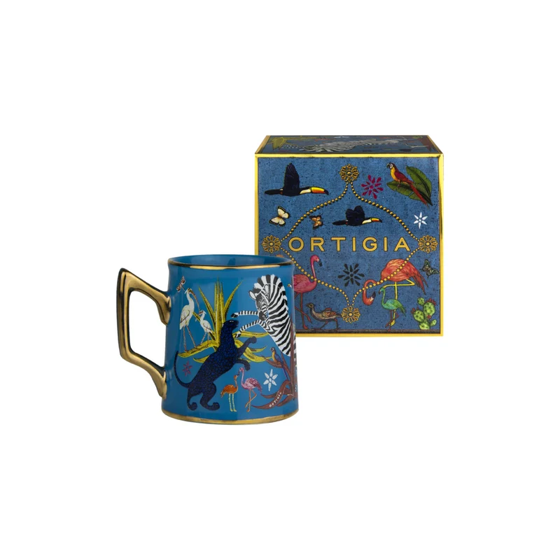 Espressotasse „Tazzina Ceramic Blau“ Jungle-Motiv