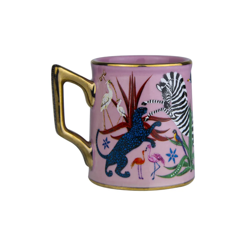 Espressotasse „Tazzina Ceramic Pink“ Jungle-Motiv