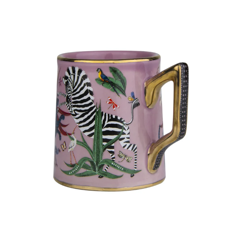 Espressotasse „Tazzina Ceramic Pink“ Jungle-Motiv
