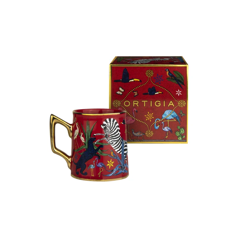 Espressotasse „Tazzina Ceramic Rot“ Jungle-Motiv