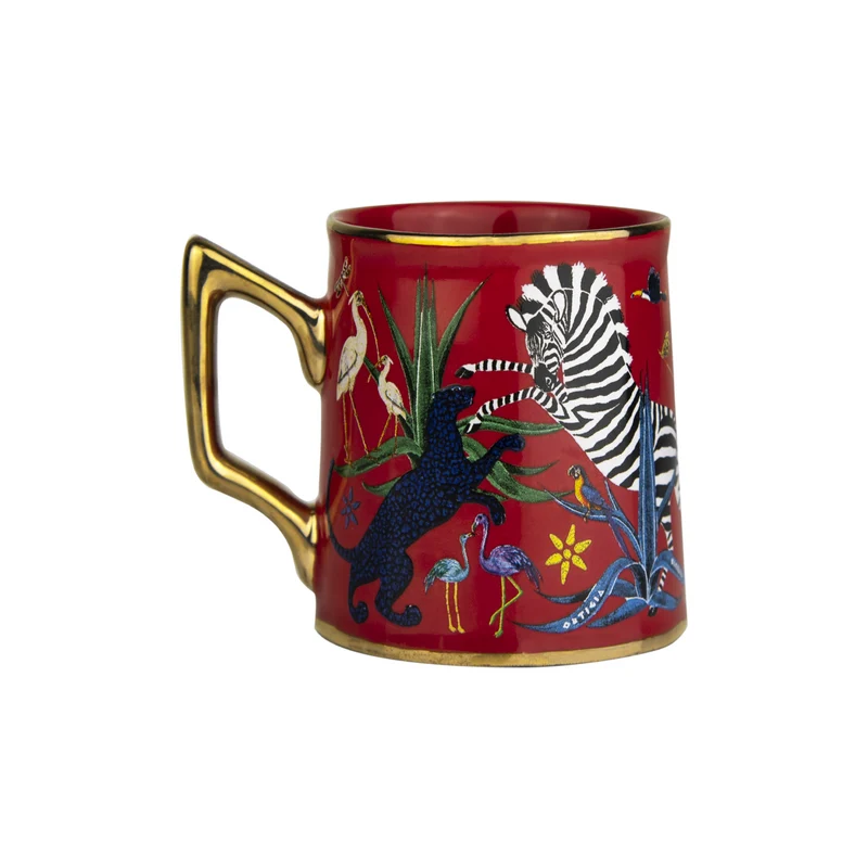 Espressotasse „Tazzina Ceramic Rot“ Jungle-Motiv