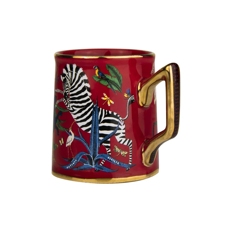 Espressotasse „Tazzina Ceramic Rot“ Jungle-Motiv