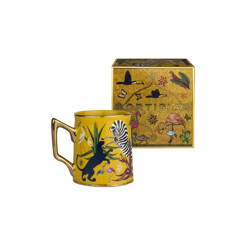 Espressotasse „Tazzina Ceramic Gelb“ Jungle-Motiv