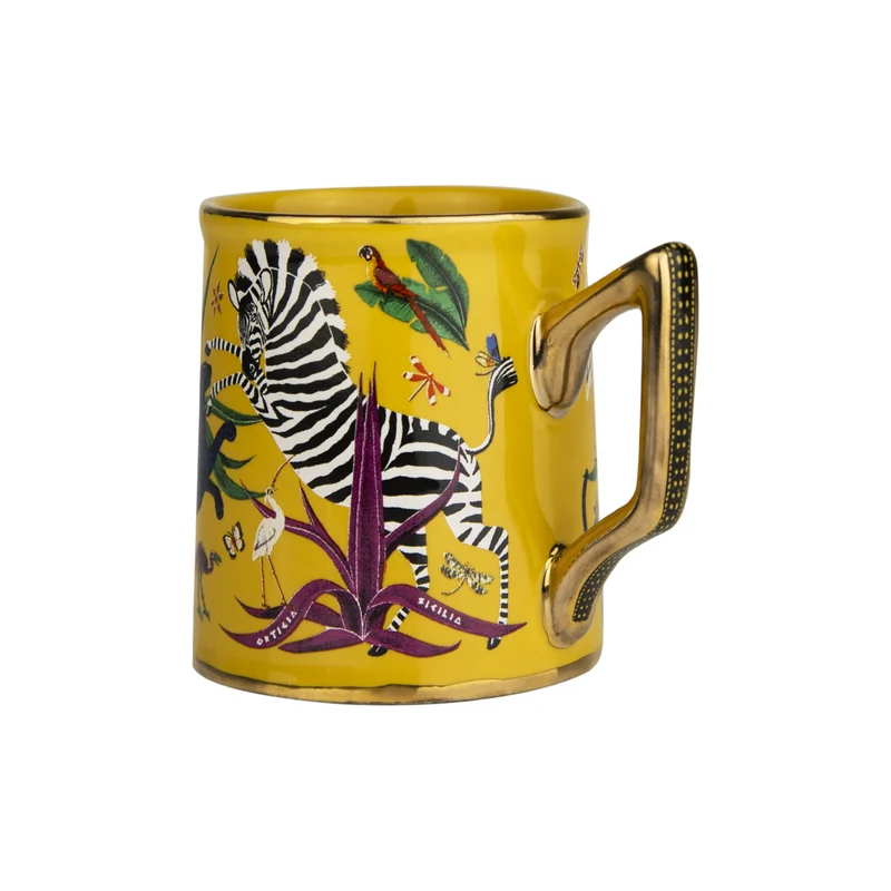 Espressotasse „Tazzina Ceramic Gelb“ Jungle-Motiv