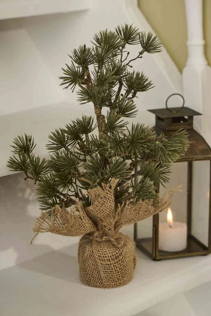 ZEDERNBAUM ☆ 30-35 cm Weihnachtsbaum Kunstpflanze im Jutesack