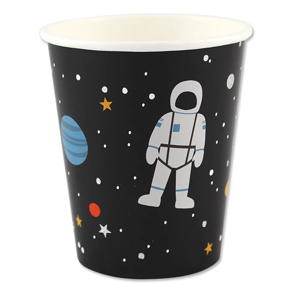 Pappbecher 8 Stück Set SPACE Partybecher Universum mit Glanz-Details AVA & YVES