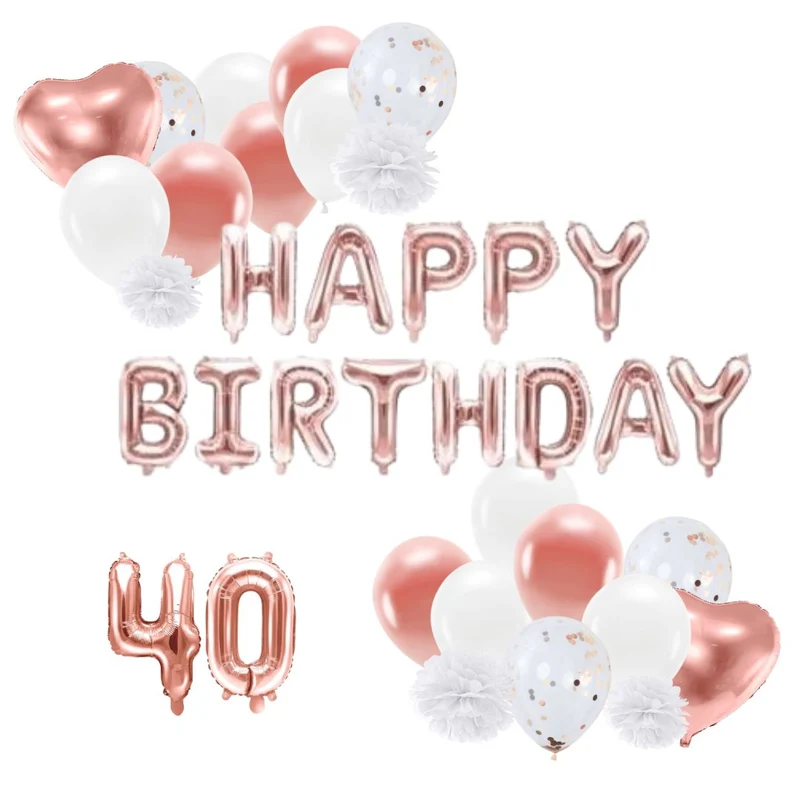 Deko Set 40. Geburtstag rosegold (46-teilig)