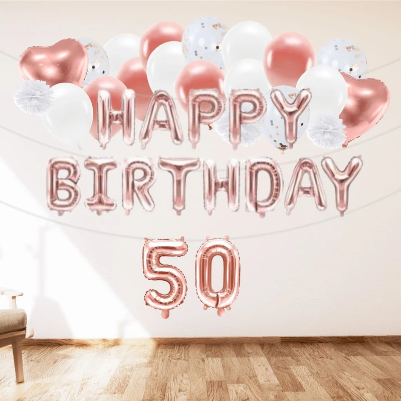 Deko Set 50. Geburtstag rosegold (46-teilig)