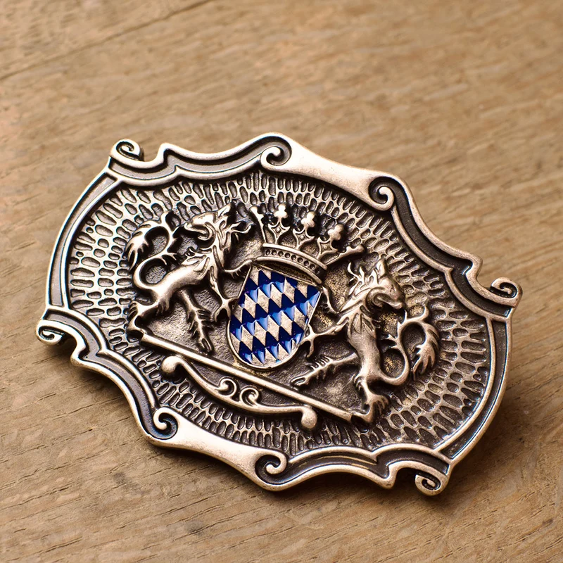 Gürtelschließe Bayernwappen Altsilber
