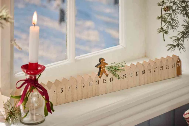 Adventskalender LEBKUCHENMANN ☆ Holz 50x5,5x2,5 cm Coll. Stillenat Ib Laursen