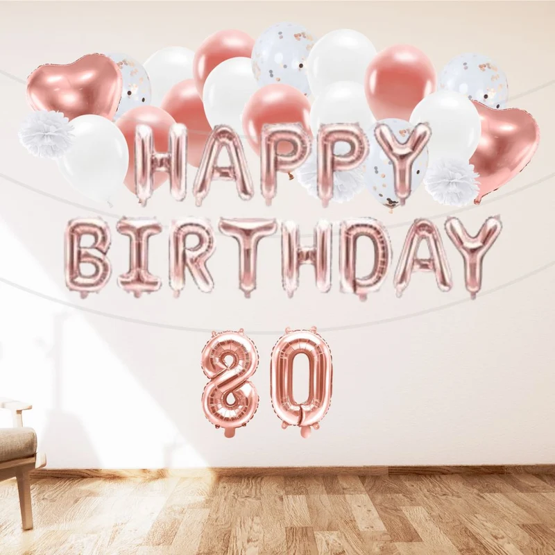 Deko Set 80. Geburtstag rosegold (46-teilig)
