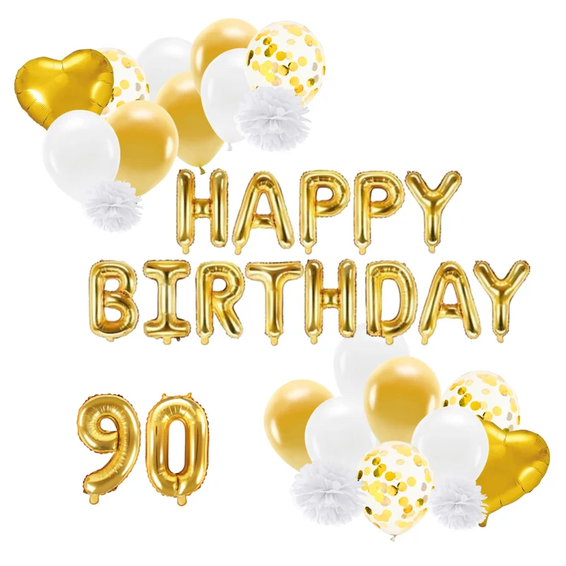 Deko Set 90. Geburtstag gold (47-teilig)