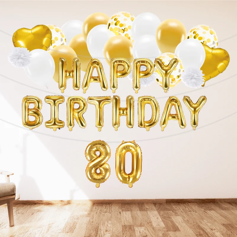 Deko Set 80. Geburtstag gold (47-teilig)