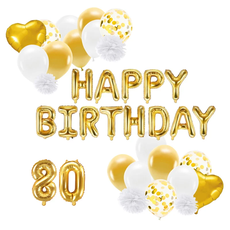 Deko Set 80. Geburtstag gold (47-teilig)