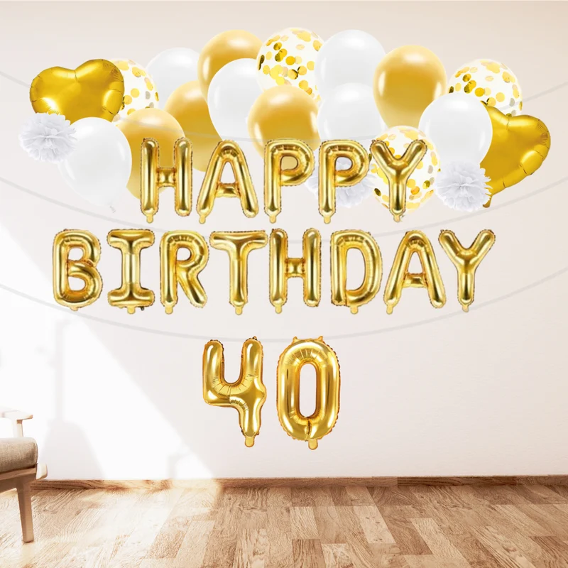 Deko Set 40. Geburtstag gold (47-teilig)