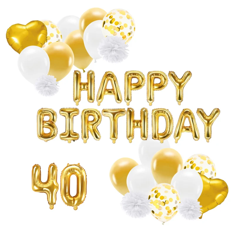 Deko Set 40. Geburtstag gold (47-teilig)