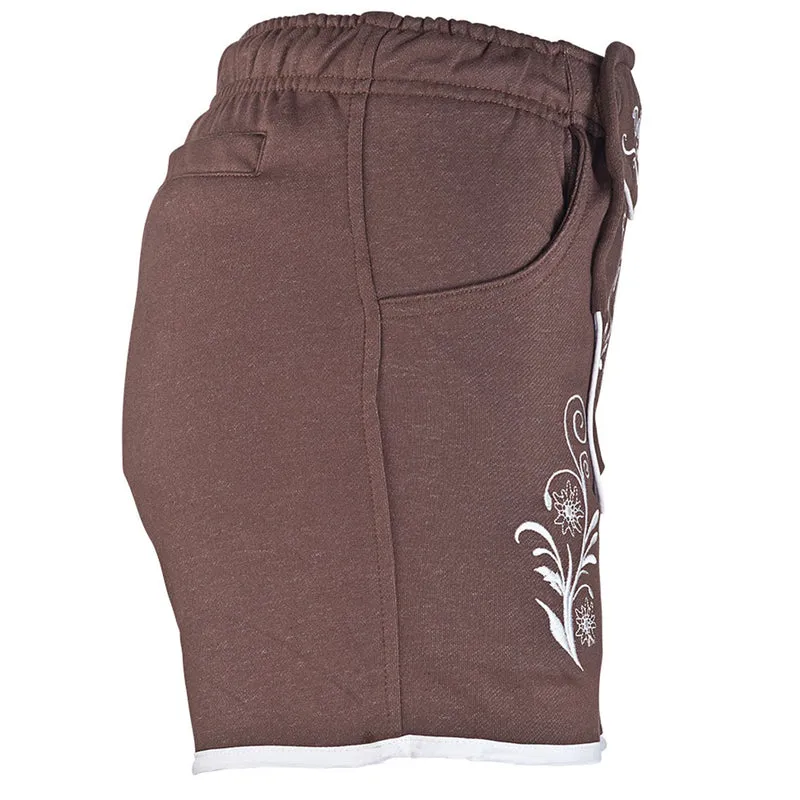 Damen Lederhosen Jogginghose Kurz Braun