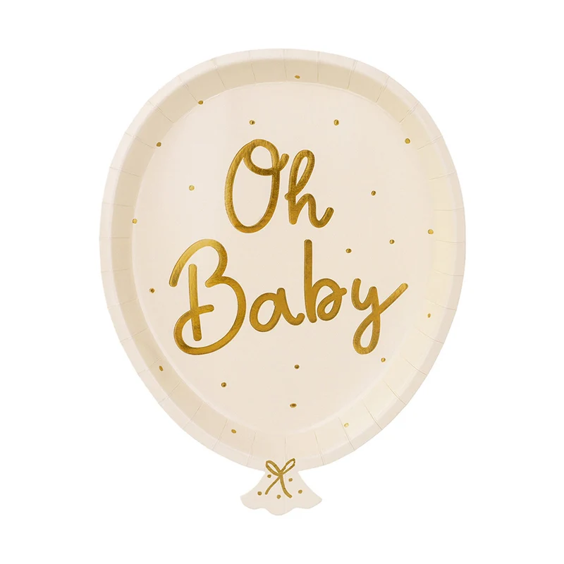 Pappteller "Oh Baby" 17,5x22cm/6Stk. | Creme
