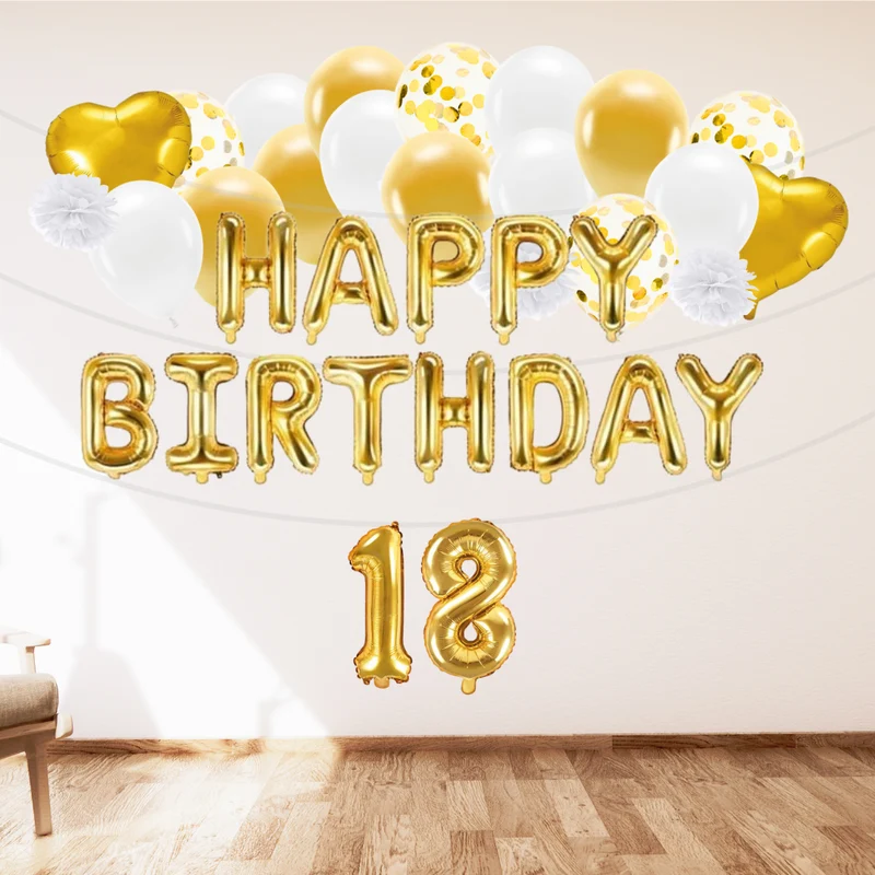 Deko Set 18. Geburtstag gold (47-teilig)